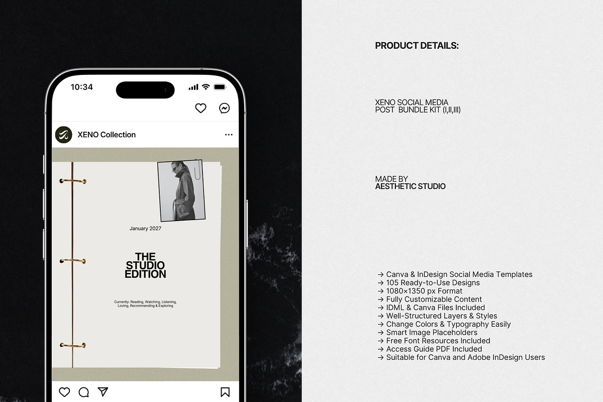 XENO | Instagram Post Bundle, a Social Media Template by The Aesthetic Studio (Photo 7 of 10)