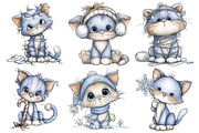 Christmas Cat Clipart Bundle, an Illustration by Pixels.Craft (Thumbnail 6 of 6)