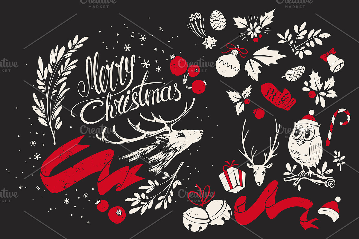 Christmas Hand-drawn Design Elements, a Decorative Illustration by Adiemus (Photo 1 of 8)