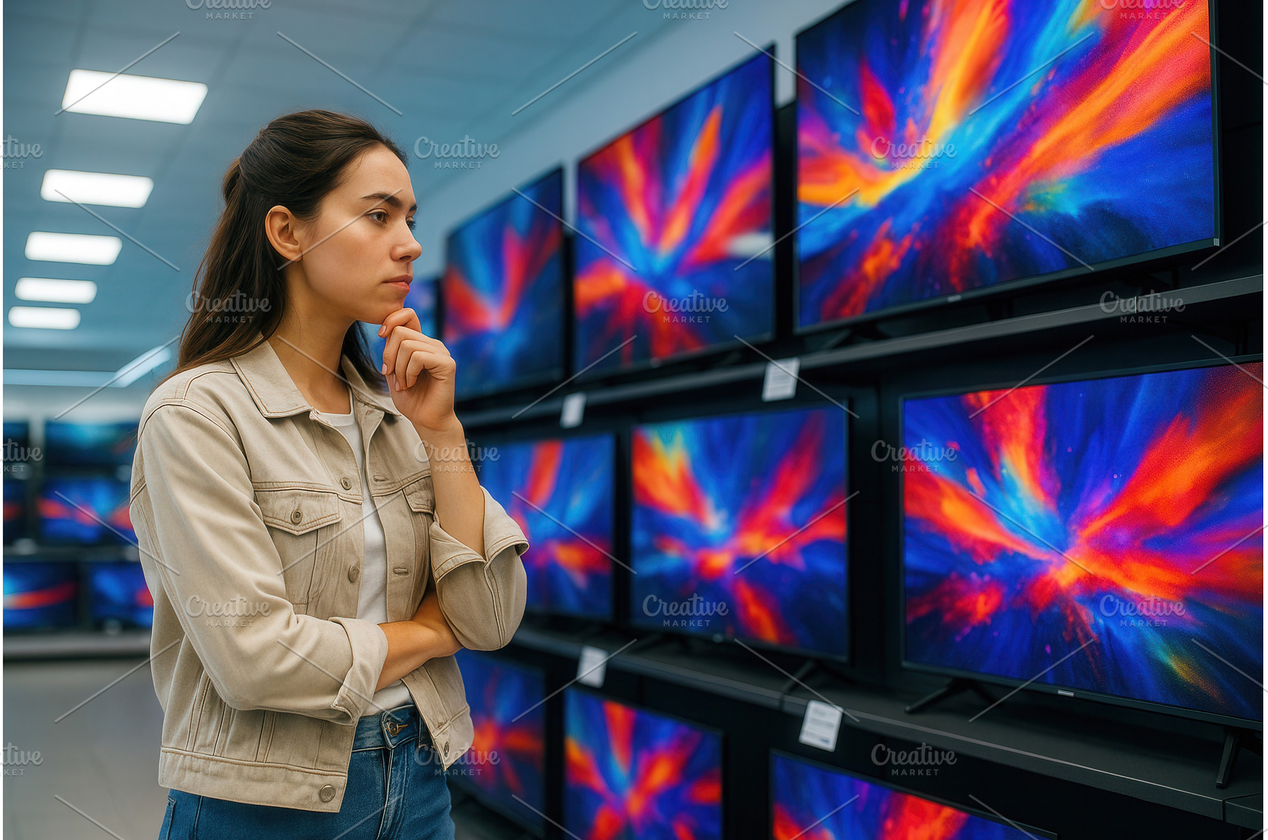 Young woman thoughtfully examining a, a Technology Photo by Sergey Kotenev