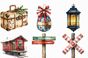 Christmas Train Station Clipart, an Illustration by Craft Nest (Thumbnail 3 of 6)