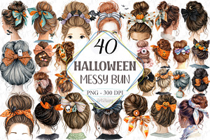 Halloween Messy Bun Png Bundle, a Graphic by designcity5