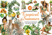 Tropical Summer Clipart, an Illustration by DreamArtGraphic (Thumbnail 1 of 4)