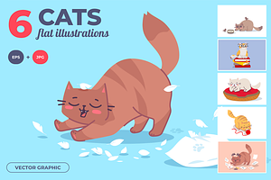 Cat Characters | Vector Flat Set