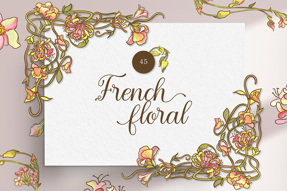 French Floral Art Nouveau Flower, a Decorative Illustration by Rachel Art Studio (Photo 1 of 8)