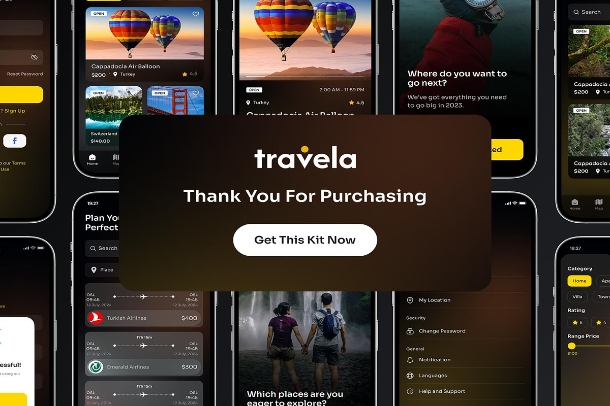 Travela Travel Booking Mobile App UI, an UI Kit Template by Creative Perspective (Photo 6 of 6)