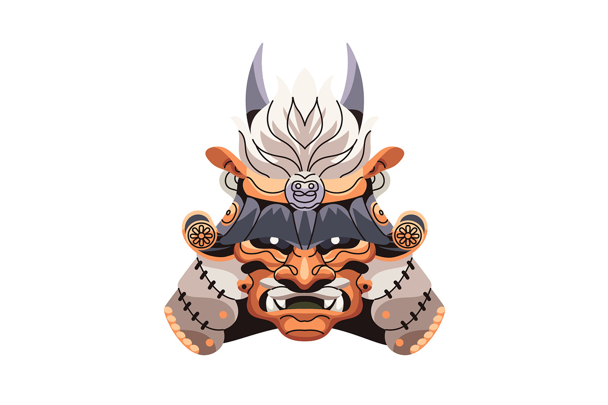 Samurai helmets, Japanese masks set, an Object Illustration by PaperTrident (Photo 7 of 9)
