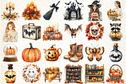 Watercolor Cozy Halloween Clipart, an Illustration by Libby Wishes (Thumbnail 2 of 6)