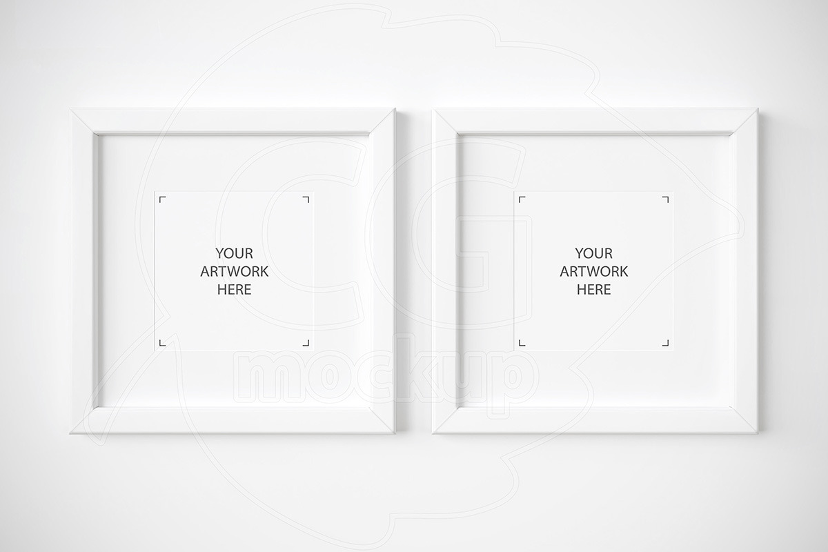 Set of 2 square white frames mockup, a Print Template by CGmockup