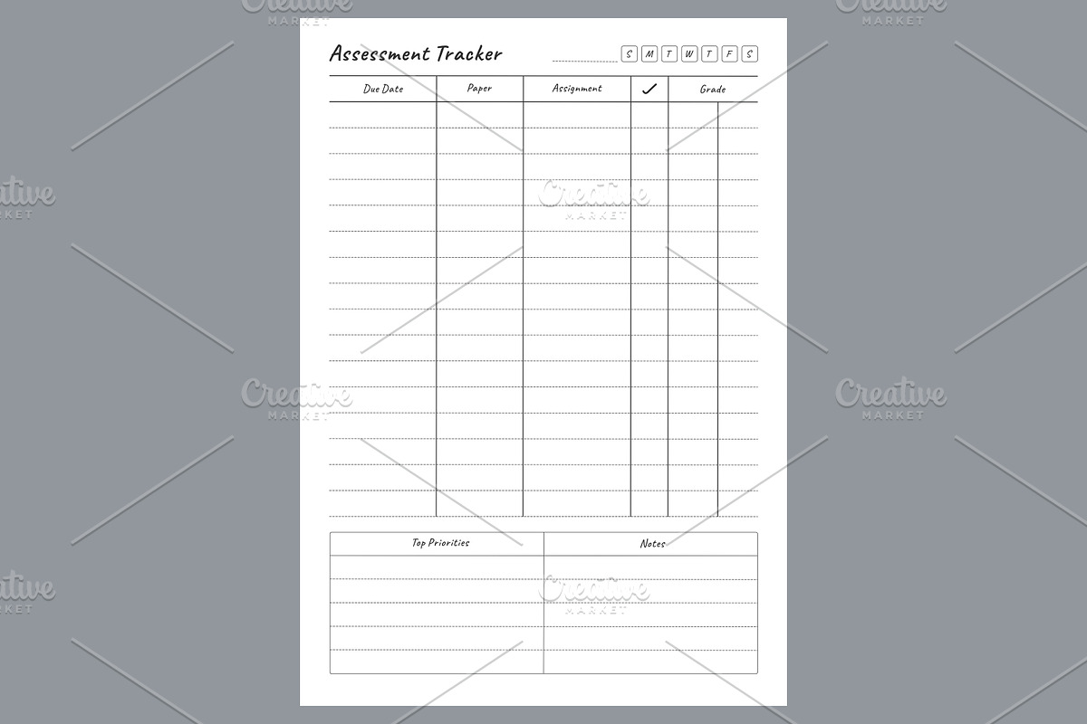 Assessment Tracker Study Planning, a Stationery Template by shahsoft