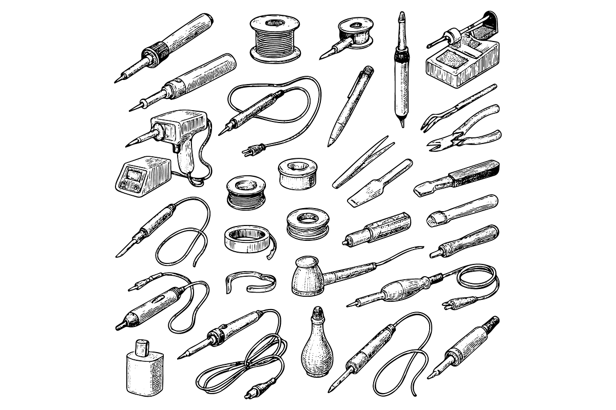 Soldering Equipment Illustration Set, an Object Graphic by RT Studio