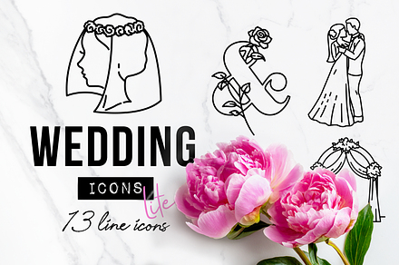 13 Wedding Icons Set - Lite Pack
