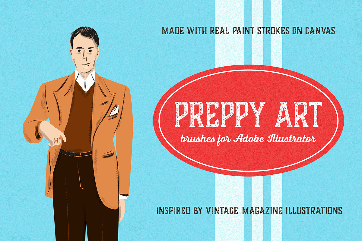 Preppy Art Brushes for Illustrator, a Brush Add-On by Guerillacraft (Photo 1 of 5)