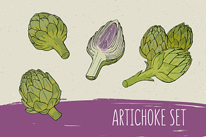 Artichoke, hand drawn set, patterns, a Decorative Illustration by Good Studio