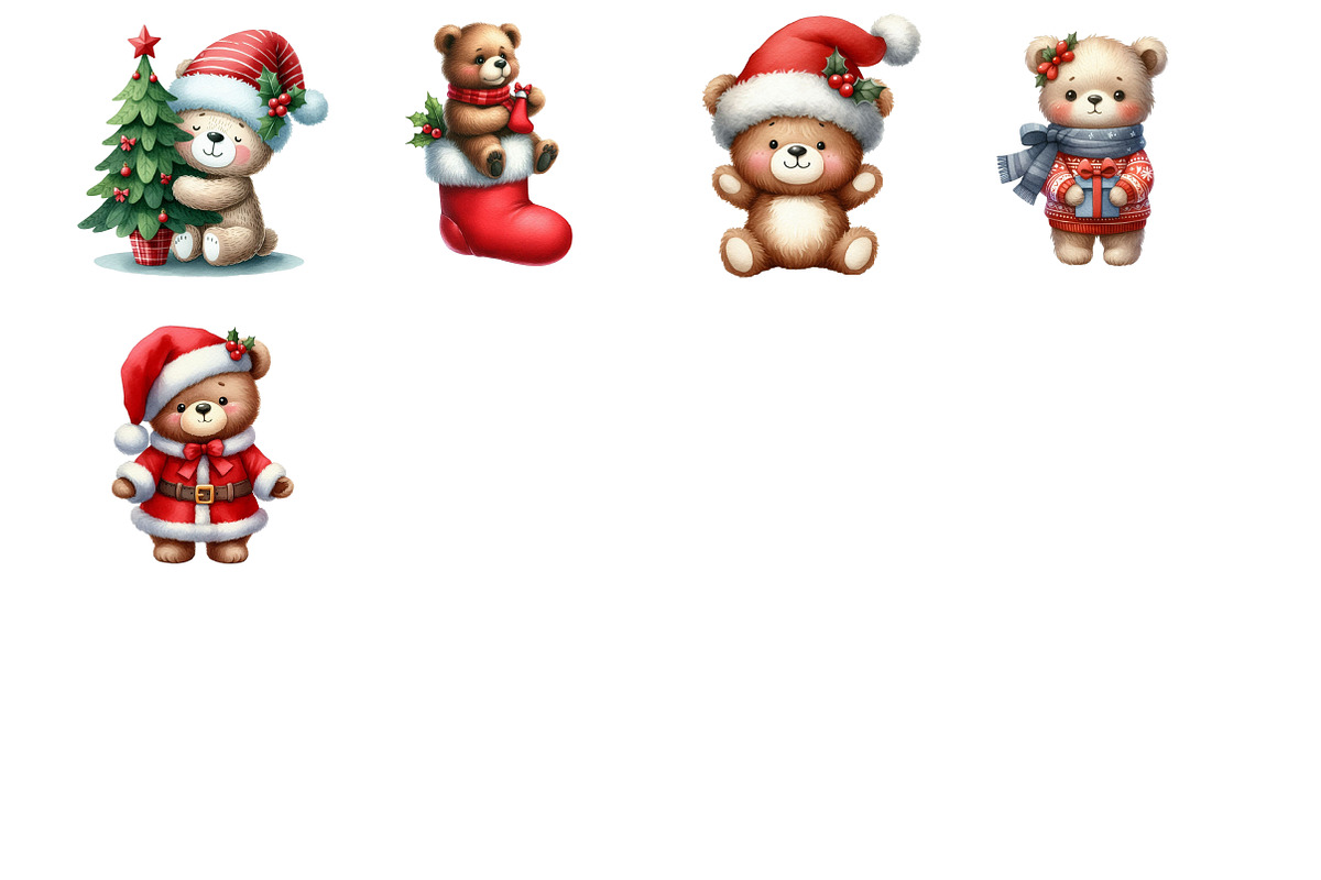 Christmas Bear Clipart, an Illustration by Design Market (Photo 2 of 4)