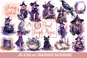 Purple Magic Halloween Witch, a Seasonal Illustration by Whimsy & Wishes (Thumbnail 1 of 3)