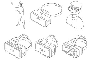 Game goggles icons set vector, a Technology Illustration by Ylivdesign
