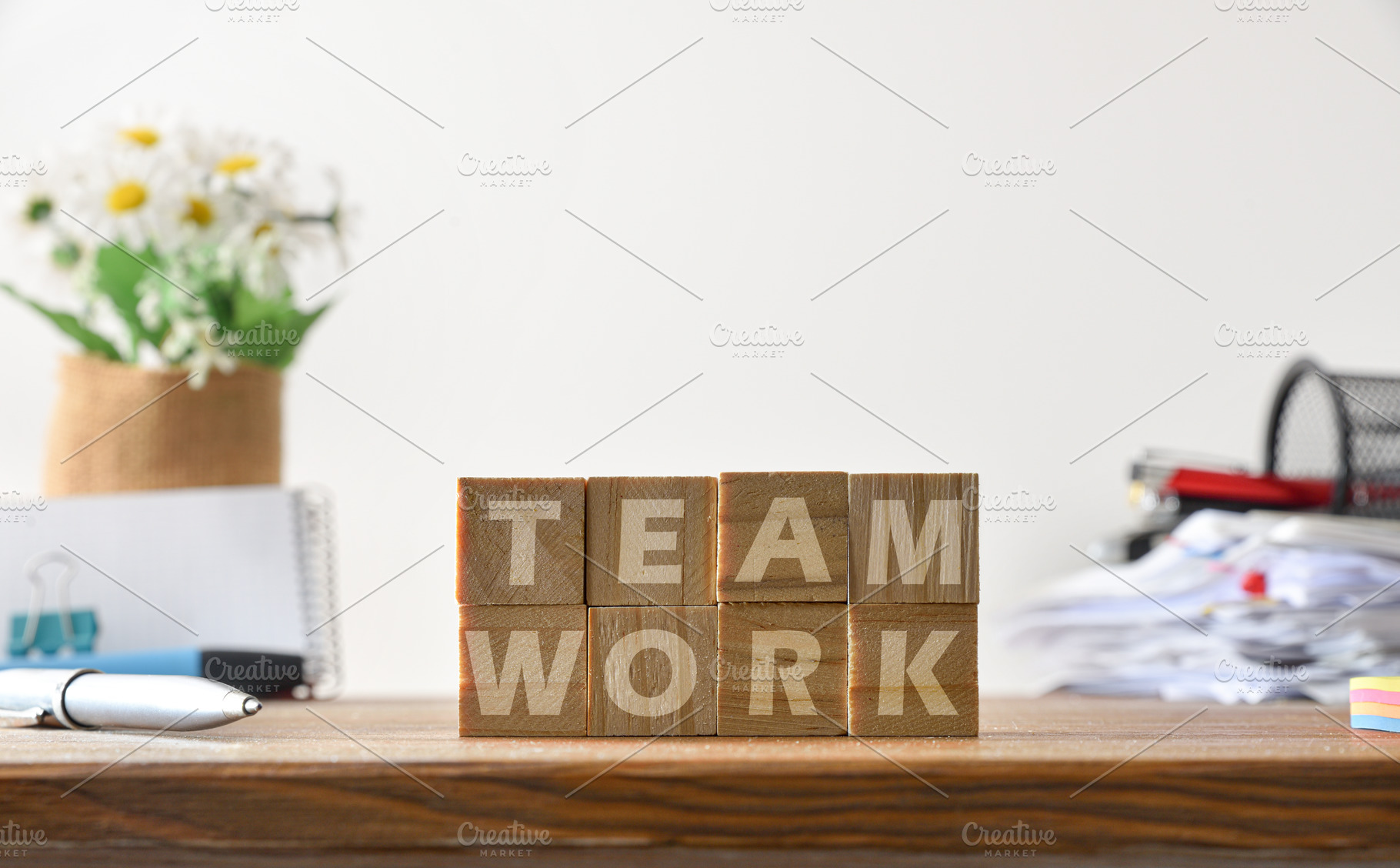 Teamwork Concept with Wooden Letter Blocks, a Business Photo by Davizro's Market