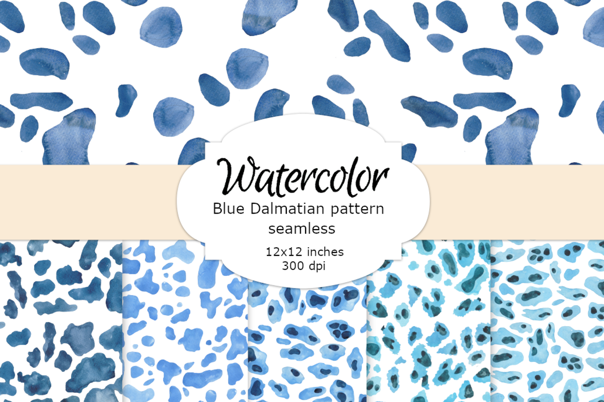 Blue dalmatian dog dots pattern, a Background Graphic by GoodFairyClipArt