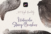 92 Watercolor Stamps for Procreate, a Brush Add-On by StDamos (Thumbnail 1 of 7)