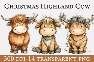 Christmas Highland Cow, an Illustration by Designworld