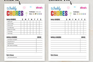 Weekly / Daily Chore Chart For Kids