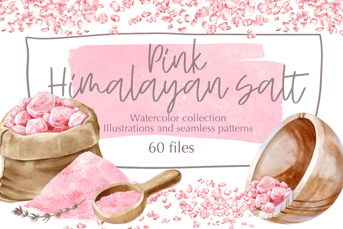Pink Himalayan Salt Watercolor, a Food Illustration by Shabbypie (Photo 1 of 5)