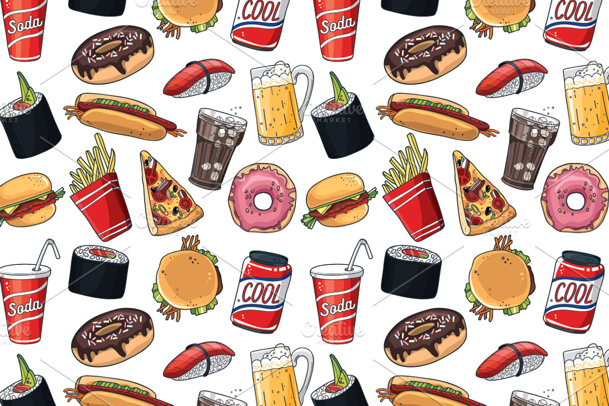 Fastfood set, a Food Illustration by YuliaBiser (Photo 2 of 4)