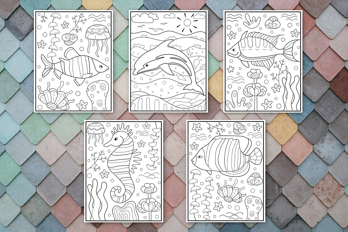 10 Coloring Pages | Sea life, an Animal Illustration by ChristinaDesigns (Photo 2 of 8)