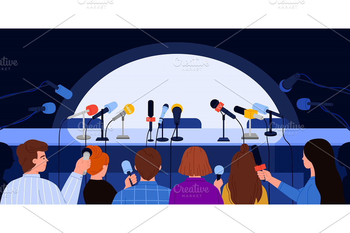 Press conference, interview in, a Person Illustration by Flashvector