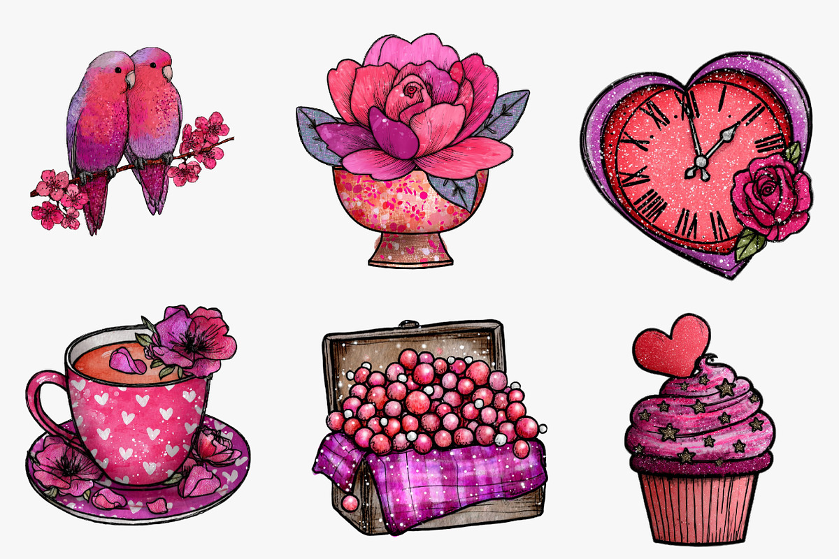 Watercolor Valentine Clipart, an Illustration by CreationArt (Photo 5 of 5)