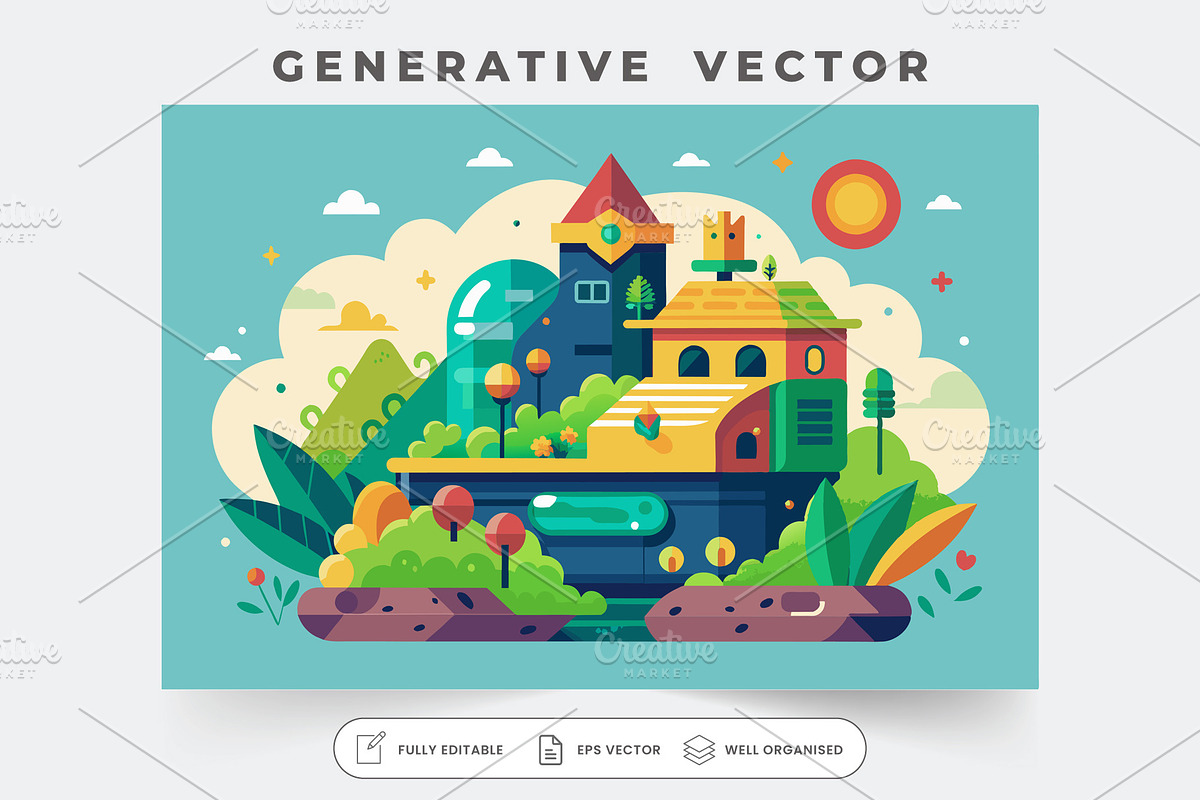 A charming village with unique build, a Graphic by Iftikhar Alam