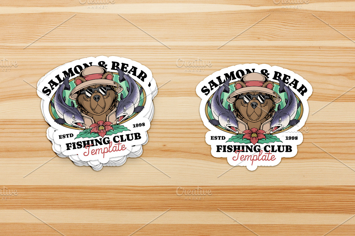 Salmon Fishing Bear Mascot Emblem, a Branding & Logo Template by Judsart (Photo 3 of 3)