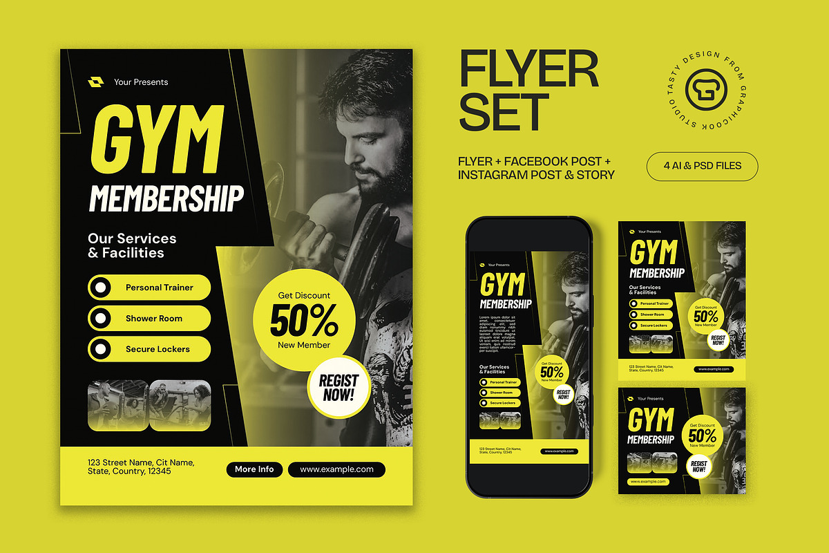 Gym Membership Flyer, a Flyer Template by graphicook (Photo 1 of 3)