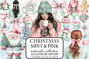 Mint & Pink Christmas Clipart, an Illustration by Libby Wishes (Thumbnail 1 of 7)