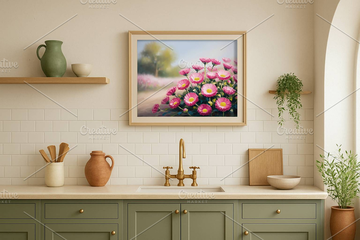Pink Daisy Oil Painting printable, a Background Graphic by Floraphoria (Photo 4 of 12)