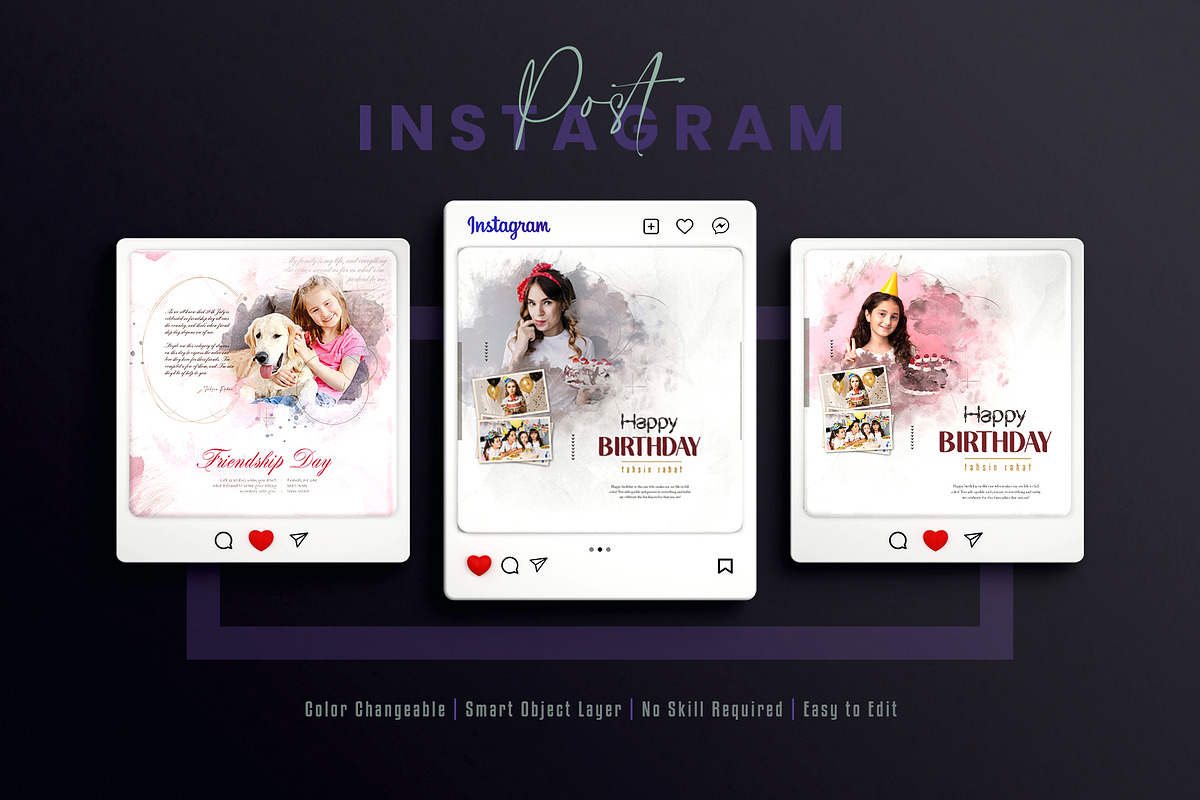Birthday Photo effect social media, a Social Media Template by Creative_View (Photo 5 of 8)