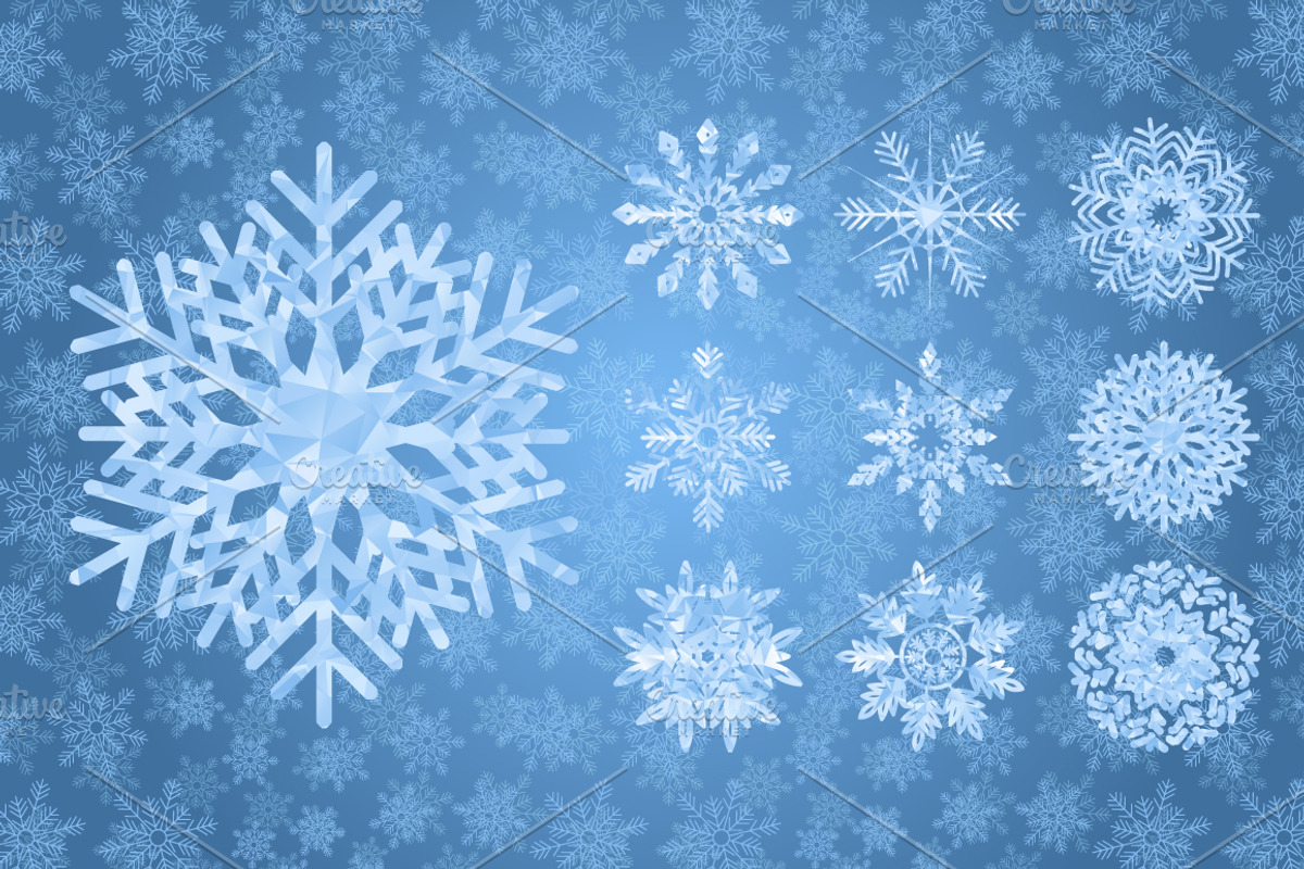 Snowflakes Vector Collection, a Background Graphic by Elinorka (Photo 2 of 4)