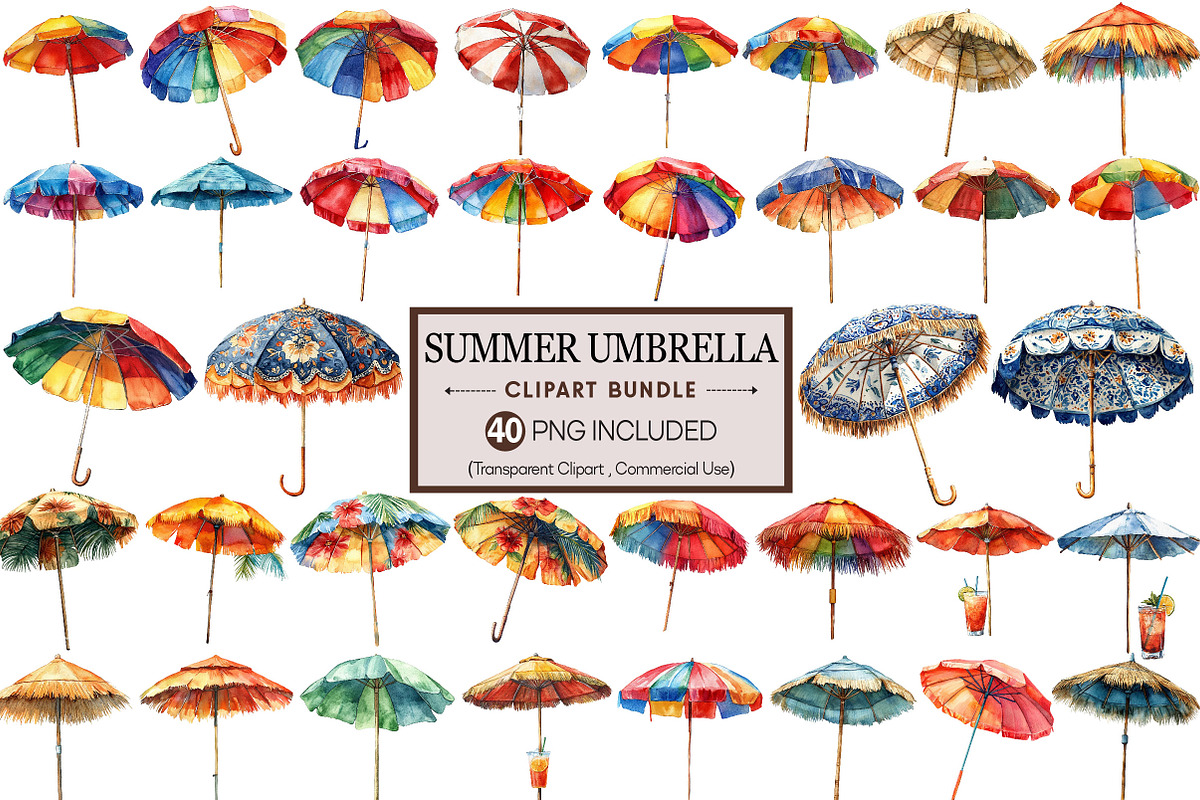 Bright & Colorful Summer Umbrella, an Illustration by Pixels.Craft (Photo 1 of 8)
