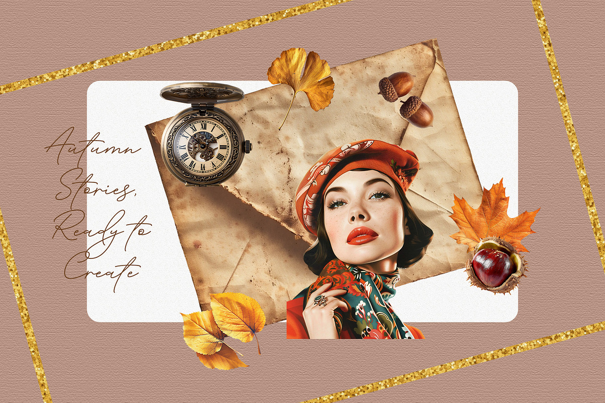 Vintage Autumn Collage Clipart Set, an Object Graphic by NatalieArtShop (Photo 9 of 12)