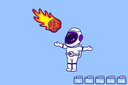 Cute Astronaut Standing With Comet
