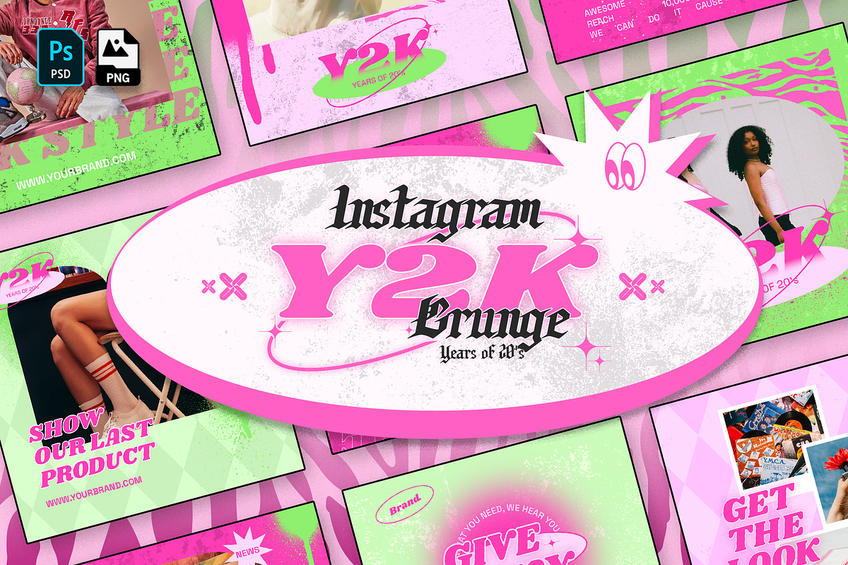 Y2K Grunge Instagram Template, a Social Media Template by Sixtysix Labs (Photo 1 of 9)