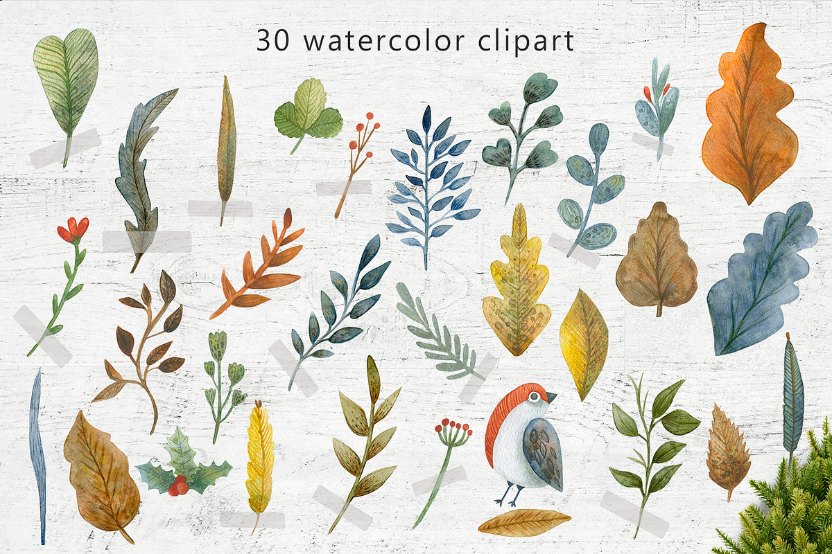 Merry Christmas - Watercolor Set, a Decorative Illustration by annasokol_ (Photo 2 of 10)