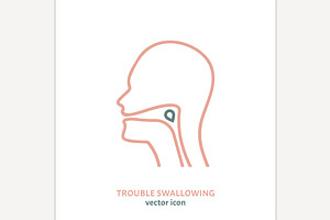 Dysphagia linear icon. Aphagia line