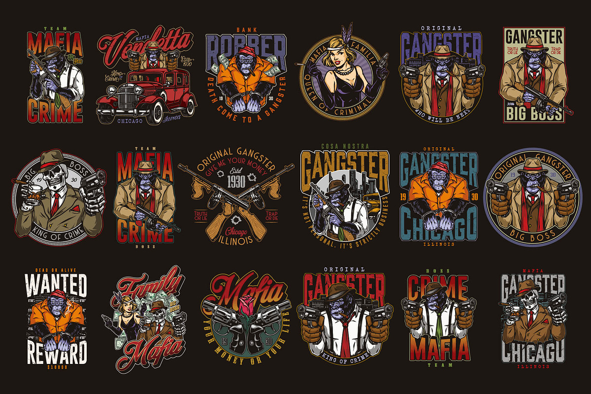 Mafia t-shirt designs, a Branding & Logo Template by DGIM studio (Photo 2 of 9)