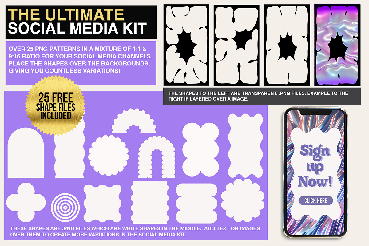 SOCIAL MEDIA PACK Holographic Chrome, a Social Media Template by Lorna London (Photo 4 of 7)