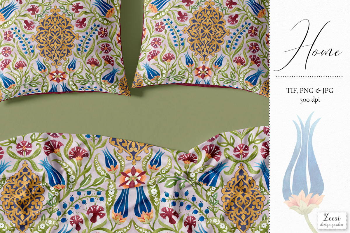 Turkish Tulips Pattern & Motifs, a Pattern Graphic by Zeesi Design Garden (Photo 3 of 12)