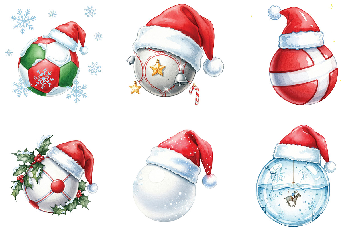 Christmas Sport Balls PNG Sublimatio, an Illustration by CraftArtStudio (Photo 2 of 6)