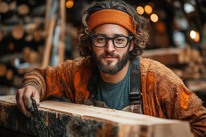Woodworker craftsman in workshop sur, a Photo by Tanuart