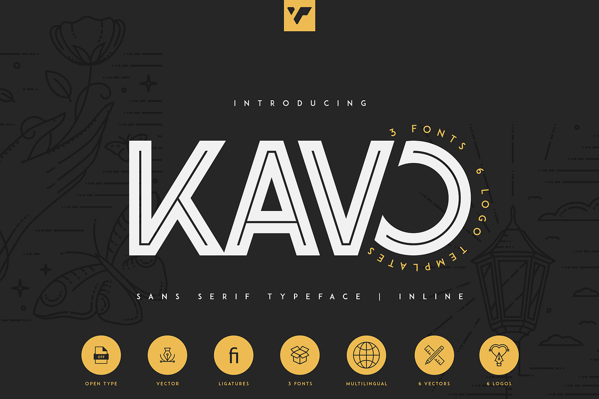 Kavo Inline | 3 fonts + 6 Logos, a Symbol Font by VP Fonts (Photo 1 of 11)